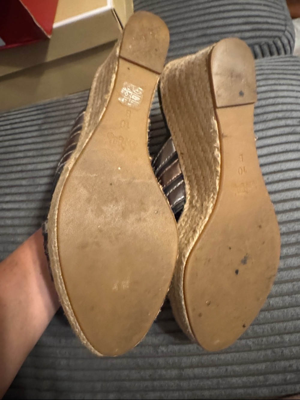 Coach Florentine Metallic Pewter Strappy Leather espadrille wedge Sandals - Picture 4 of 8